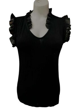 Storm Black Ruffle Sleeve Tank Top Size M